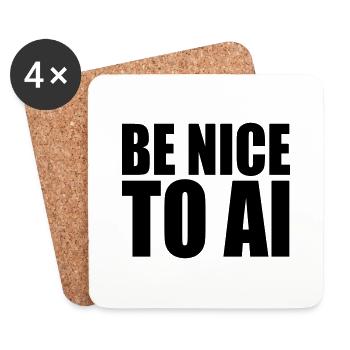 BE NICE TO AI - Untersetzer (4er-Set) - Weiß - Vorne
