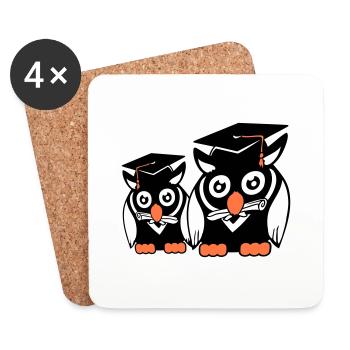 2 Owls Graduation College Abitur Student Team - Coasters (set of 4) - white - Front