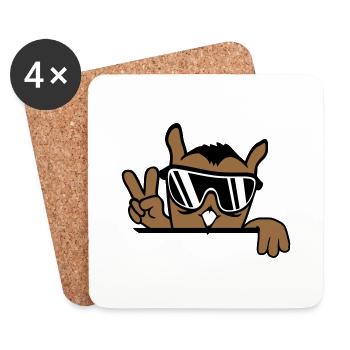 Cool Owl Peace Hand Sign Victory Sunglasses - Coasters (set of 4) - white - Front