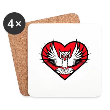 Eule Herz Symbol Form Vogel Liebe Uhu fliegt Cool - Untersetzer (4er-Set) - Weiß - Vorne