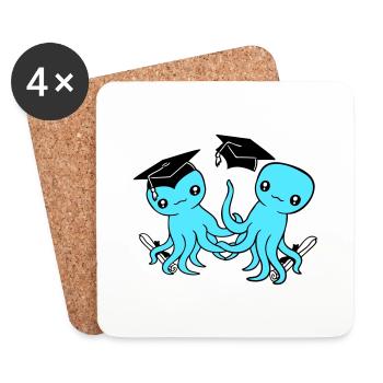 2 Octopus a réussi deux études secondaires - Dessous de verre (lot de 4) - blanc - Devant