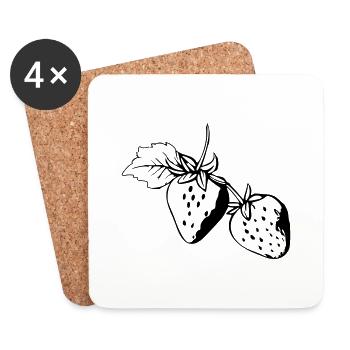 Fraises - Dessous de verre (lot de 4) - blanc - Devant
