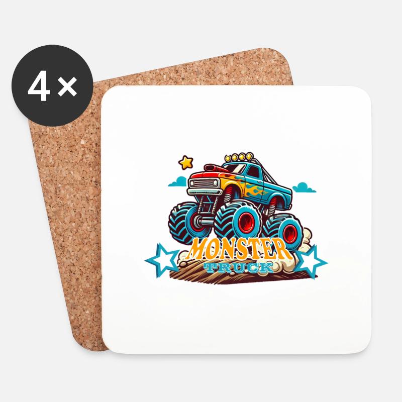 Monstertruck One - Untersetzer (4er-Set) - Weiß