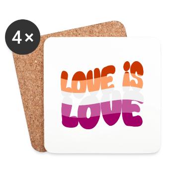 L’amour est l’amour – Lesbienne et fière - Dessous de verre (lot de 4) - blanc - Devant