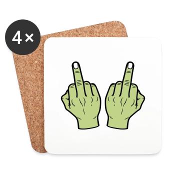 Mittelfinger Hand - Untersetzer (4er-Set) - Weiß - Vorne