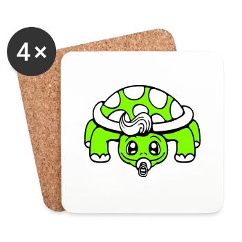 Tortue Bébé Sucette Petit Enfant Bambin - Dessous de verre (lot de 4) - blanc - Devant
