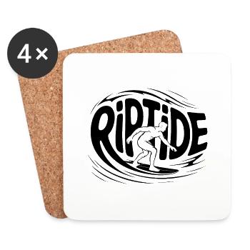 Riptide - Logo de surfeur cool - Dessous de verre (lot de 4) - blanc - Devant