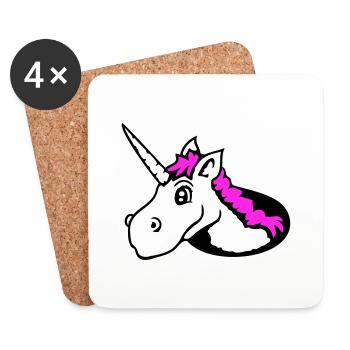 Licorne Trou De Sol Drôle Sourire Bande Dessinée Dessin Animé - Dessous de verre (lot de 4) - blanc - Devant