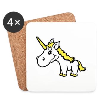 Unicorn Pink Cute Cute Friendly Cartoon Horse - Coasters (set of 4) - white - Front