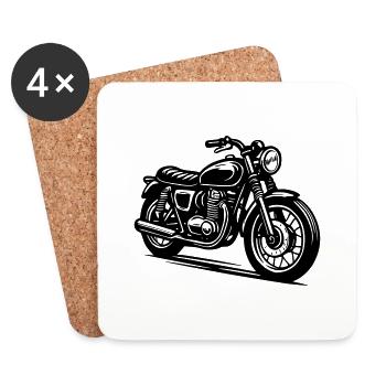 Moto Ancienne - Dessous de verre (lot de 4) - blanc - Devant