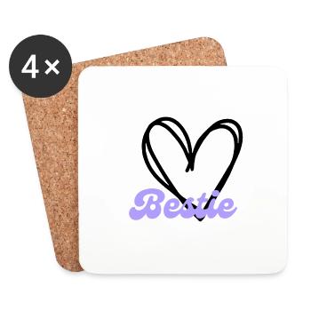 Bestie Herz lila - Freundschaft - Untersetzer (4er-Set) - Weiß - Vorne