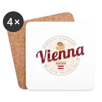 Vienne, Autriche, Capitale Vintage, Souvenir - Dessous de verre (lot de 4) - blanc - Devant