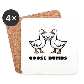 Goose Bumbs – Funny Goose Fist Bump - Coasters (set of 4) - white - Front