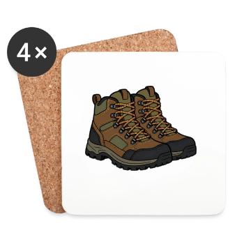 Illustration de chaussures de randonnée en plein air - Dessous de verre (lot de 4) - blanc - Devant