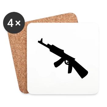 Waffe - Uzi - Untersetzer (4er-Set) - Weiß - Vorne