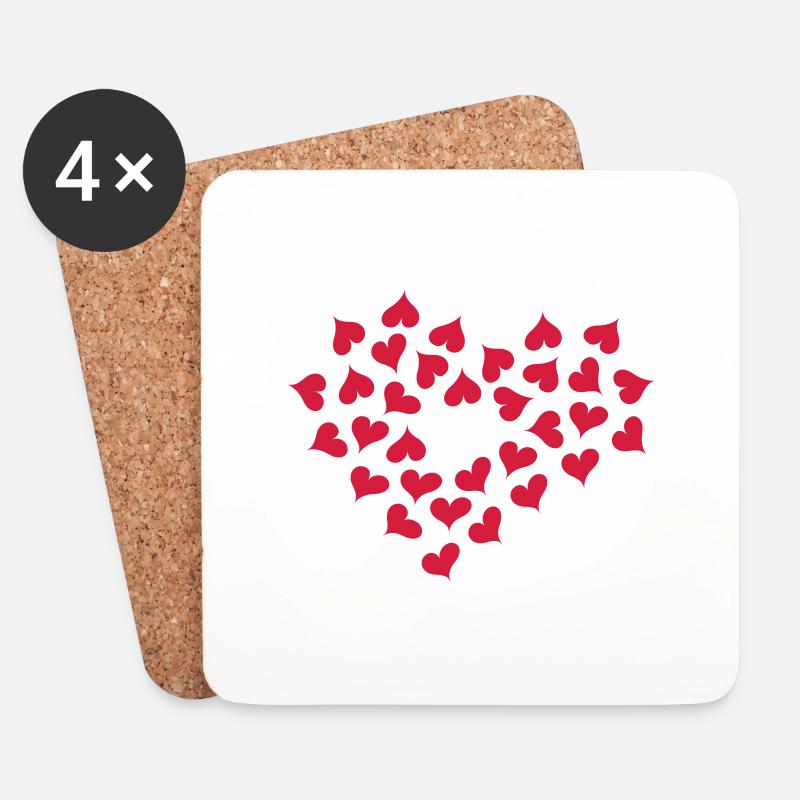 Hearts in Heart - Untersetzer (4er-Set) - Weiß