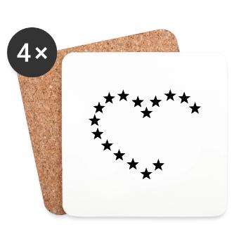 Herz aus Sternen / heart of stars (open, 1c) - Coasters (set of 4) - white - Front