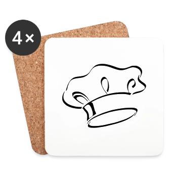 Chef, chapeau - Dessous de verre (lot de 4) - blanc - Devant