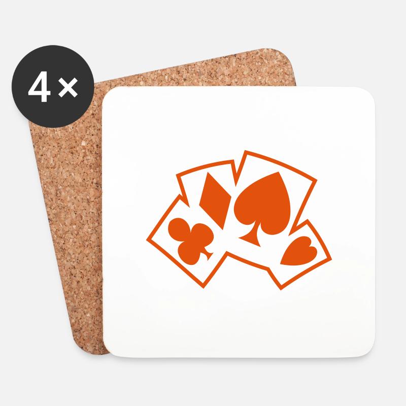 Color Card Poker - Untersetzer (4er-Set) - Weiß