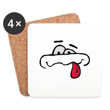 Funny Comic Cartoon Face Tongue Stick Out - Coasters (set of 4) - white - Front