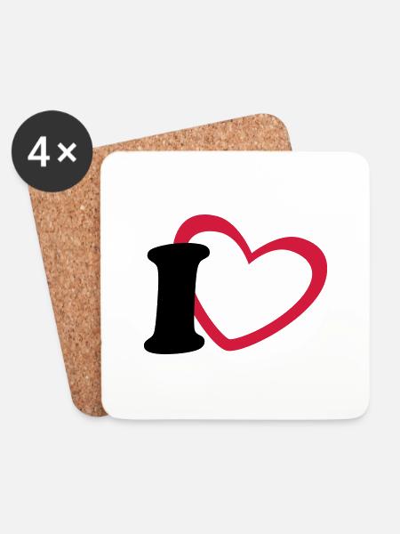 i love - Untersetzer (4er-Set) - Weiß