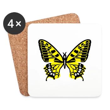 Papillon - Dessous de verre (lot de 4) - blanc - Devant