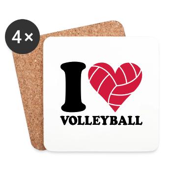 I love Volleyball - Untersetzer (4er-Set) - Weiß - Vorne