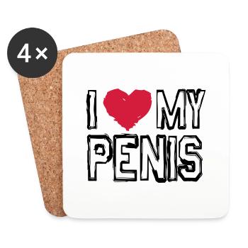 I LOVE MY PENIS! - Dessous de verre (lot de 4) - blanc - Devant