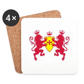 Loewen mit dem Ritterschild Templer Kreuz Krone 2c - Untersetzer (4er-Set) - Weiß - Vorne