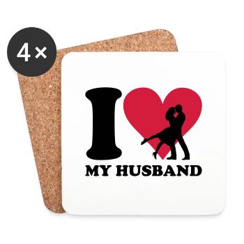 I love my Husband - Untersetzer (4er-Set) - Weiß - Vorne