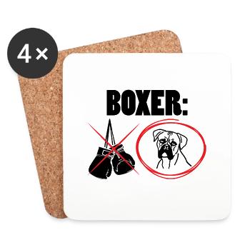 Chien / Boxer: Boxer - Dessous de verre (lot de 4) - blanc - Devant