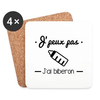 Je peux pas j'ai biberon - Dessous de verre (lot de 4) - blanc - Devant