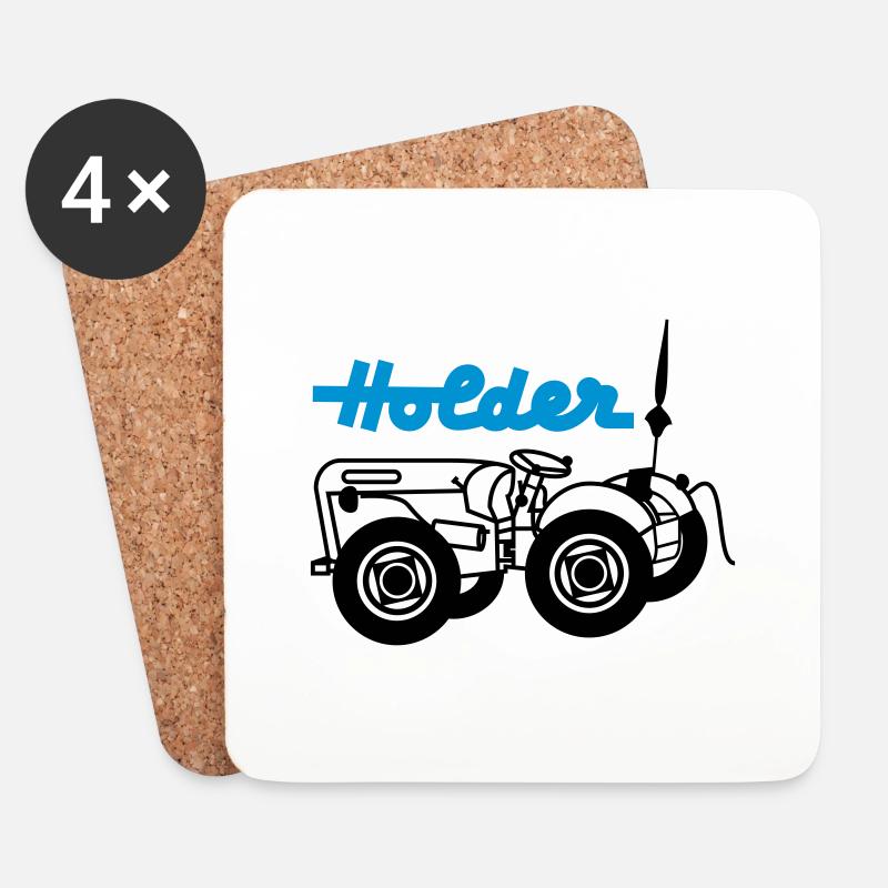 Holder mit Schriftzug - Untersetzer (4er-Set) - Weiß