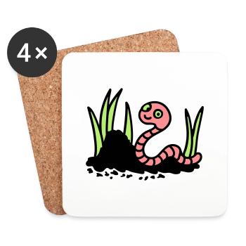 Earthworm Terre - 3 - Dessous de verre (lot de 4) - blanc - Devant