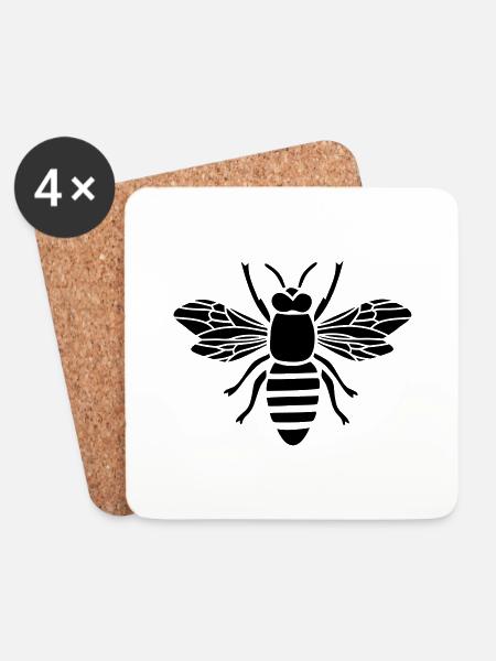 bee honey bumble bee honeycomb beekeeper wasp - Coasters (set of 4) - white
