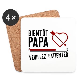 Bientôt papa t-shirt cadeau père - Dessous de verre (lot de 4) - blanc - Devant