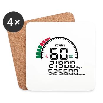counter anniversary years 60 years - Coasters (set of 4) - white - Front