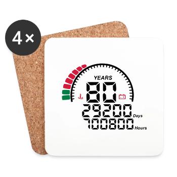 counter anniversary years 80 years - Coasters (set of 4) - white - Front