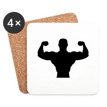 bodybuilder sport fitness muscle - Coasters (set of 4) - white - Front