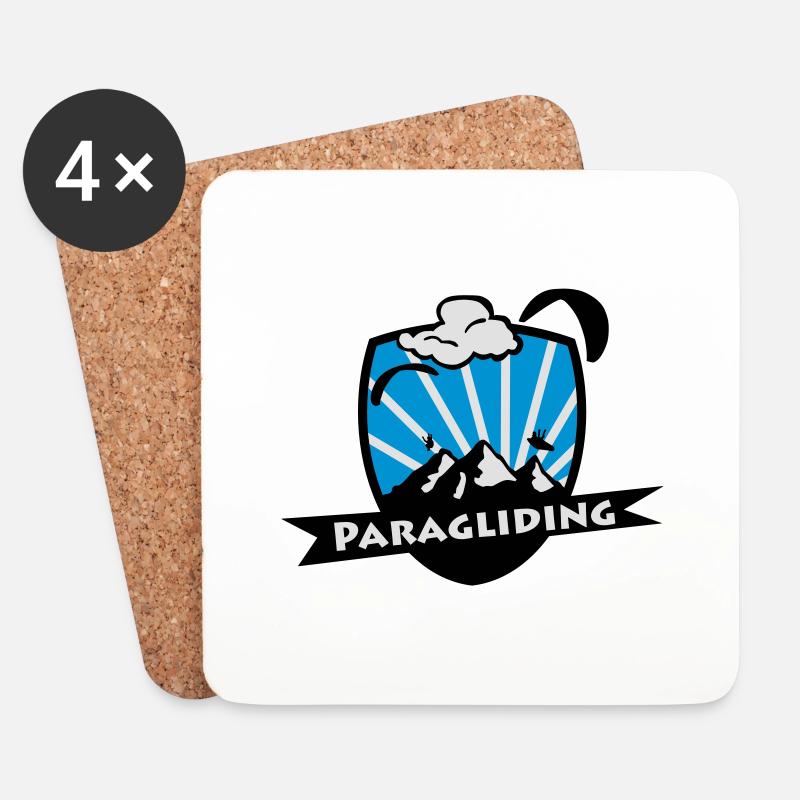 Paragliding / Paraglider Logo - Untersetzer (4er-Set) - Weiß