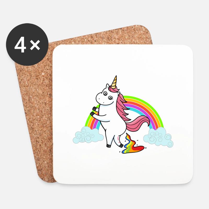 Pooping unicorn rainbow - Coasters (set of 4) - white