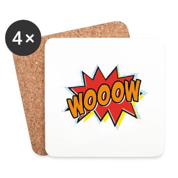 WOOOW - Wow! Comi Strip Style - Pop Art - Orange - Coasters (set of 4) - white - Front