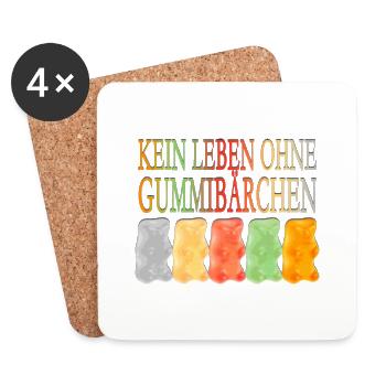 NO LIFE WITHOUT gummy bears - Coasters (set of 4) - white - Front