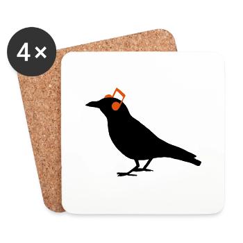 Headphones Kopfhörer Noten Rabe Bird Hipster - Untersetzer (4er-Set) - Weiß - Vorne