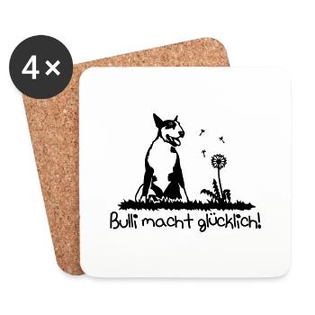 367b Bullterrier machen glücklich - Untersetzer (4er-Set) - Weiß - Vorne
