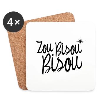 Zou Bisou Bisou - Coasters (set of 4) - white - Front
