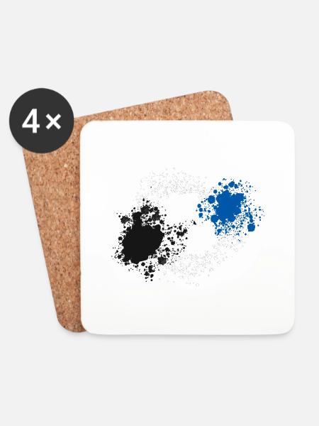 Black-White-Blue - Coasters (set of 4) - white
