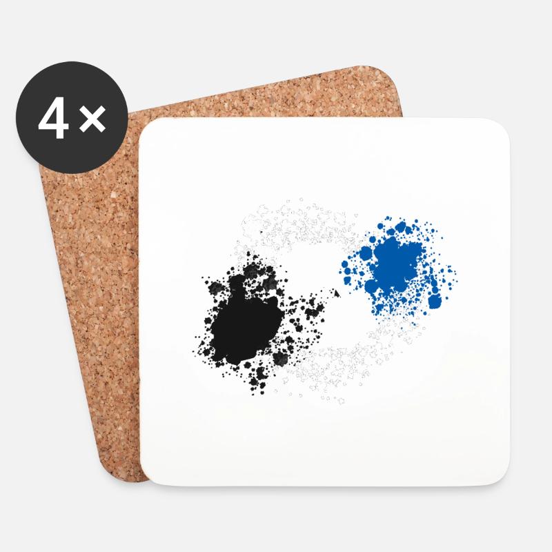 Schwarz-Weiß-Blau - Untersetzer (4er-Set) - Weiß