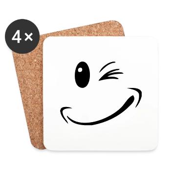 face funny smile smiley - Coasters (set of 4) - white - Front