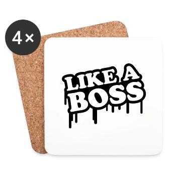 like_a_boss_logo_c1 - Coasters (set of 4) - white - Front